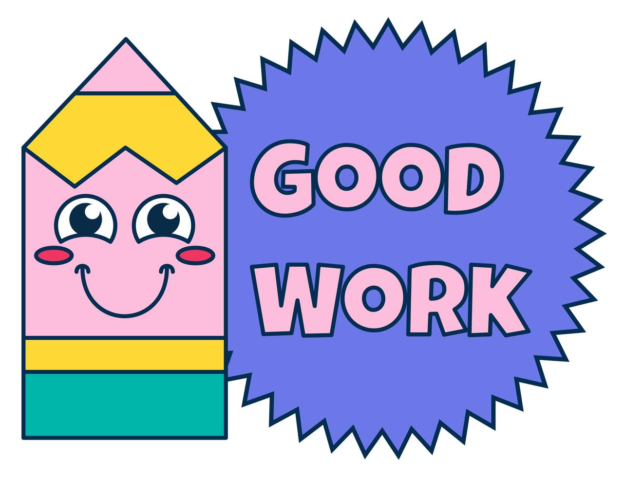 Good work teacher reward sticker, school award vector