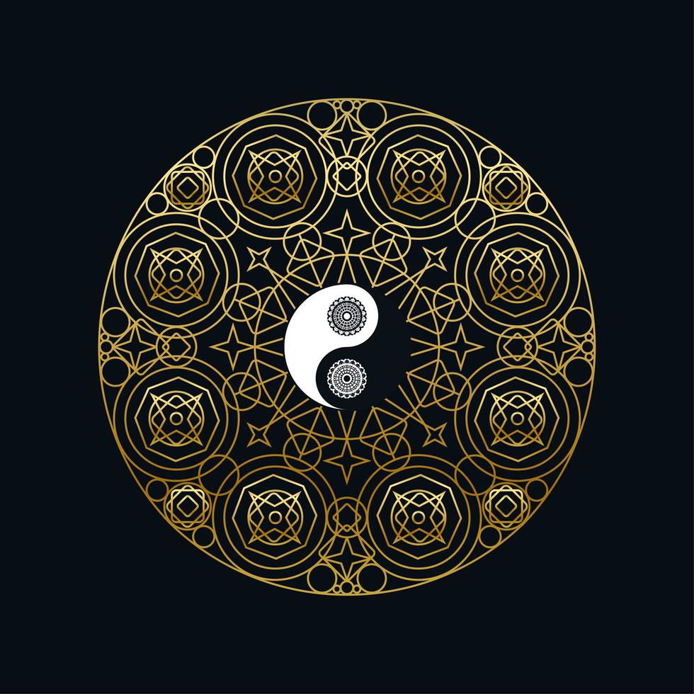 Meditation Template with Yin Yang Sign In Mandala vector