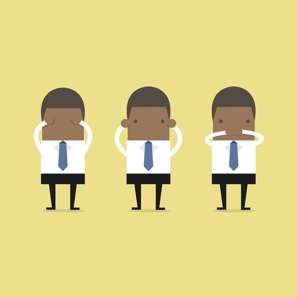 African businessman like three little monkeys vector