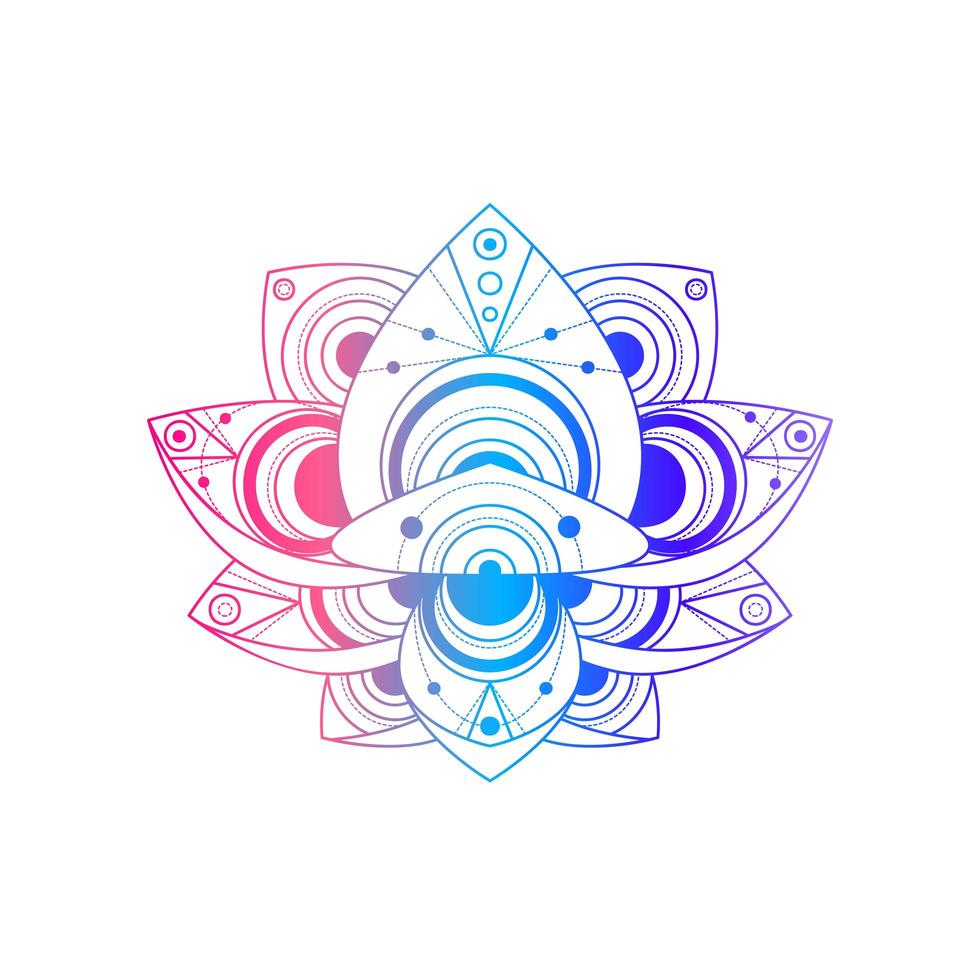 Lotus flower with geometric pattern vector linear illustration