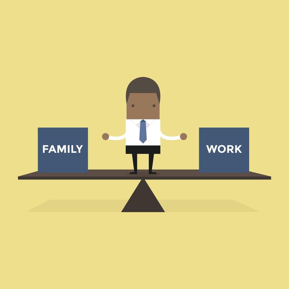 African businessman balancing life with family and work. vector