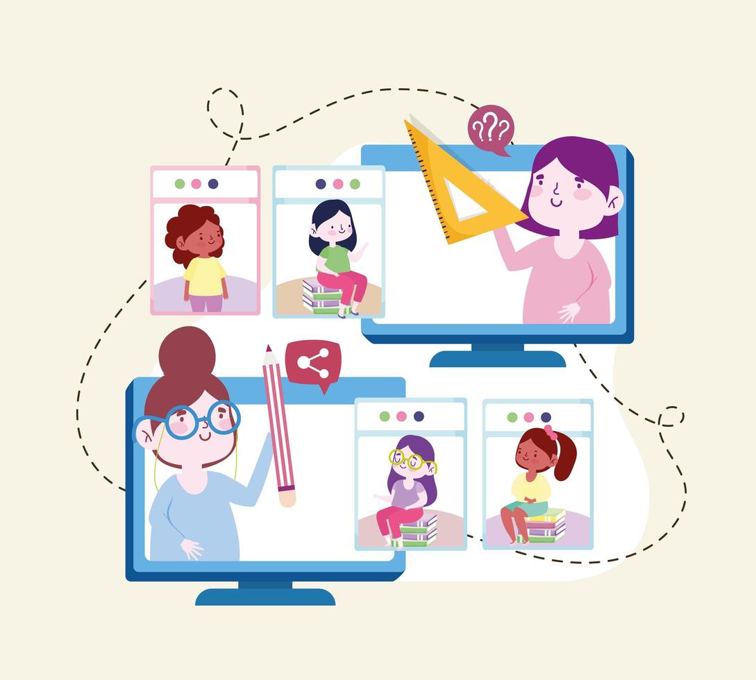 online education pupils vector