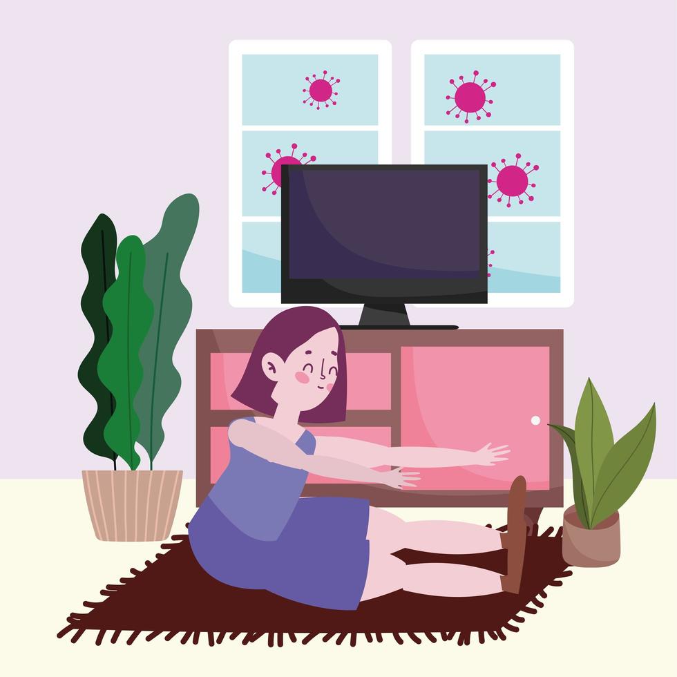 girl practices yoga vector