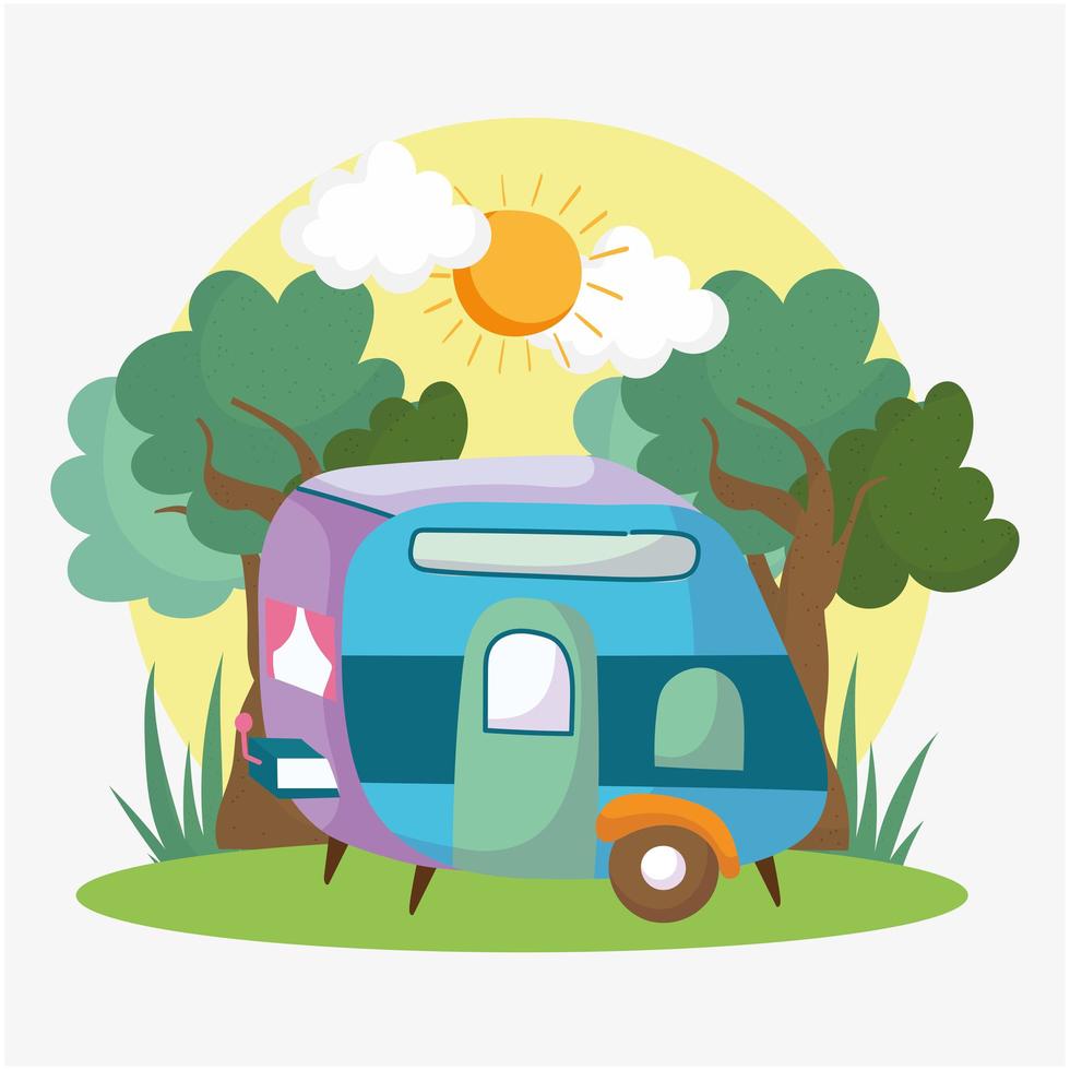 camping camper bosque vector