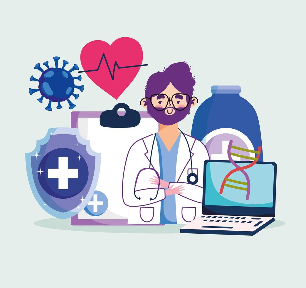 doctor laptop medicine 2757990 Vector Art at Vecteezy