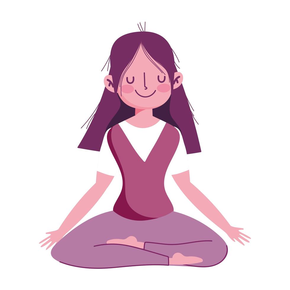 girl practices meditation vector