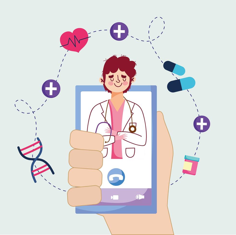 medical consults video call vector