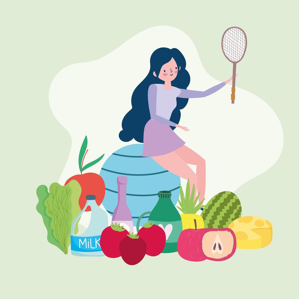 mujer de estilo de vida saludable vector