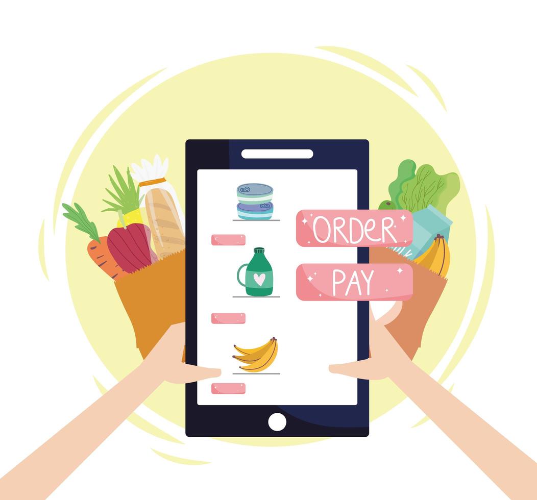 online grocery shop vector