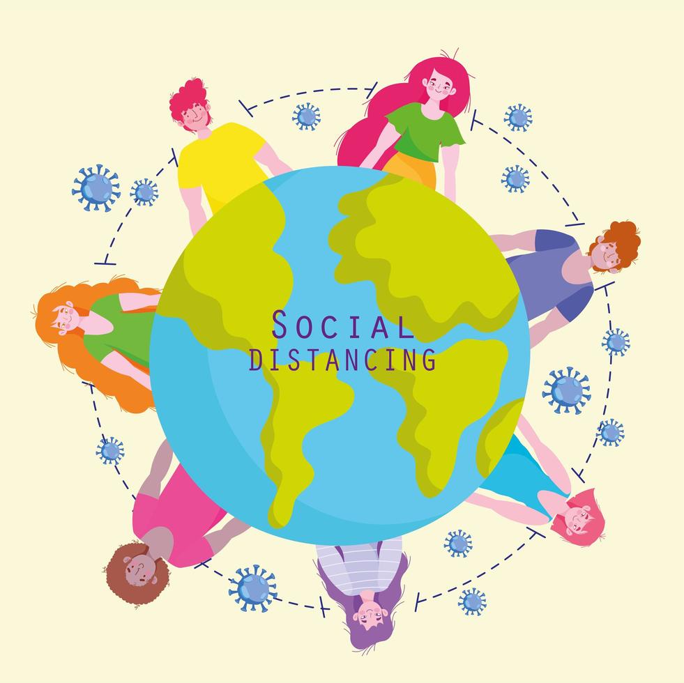 social distancing world vector