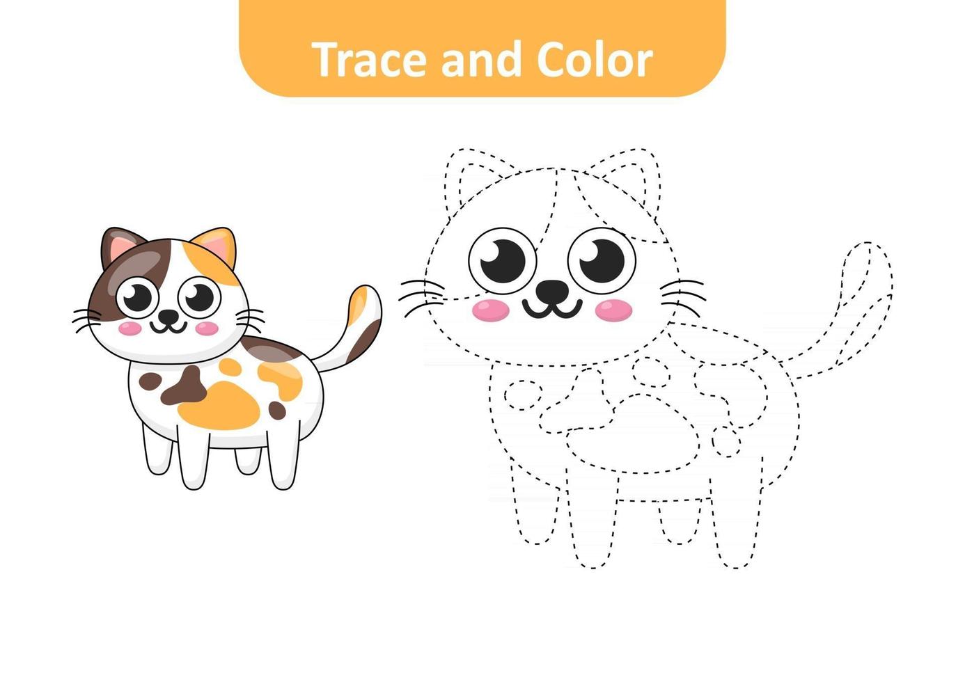 Trace and color, coloring pages for kids, cat vector 2758269 ...