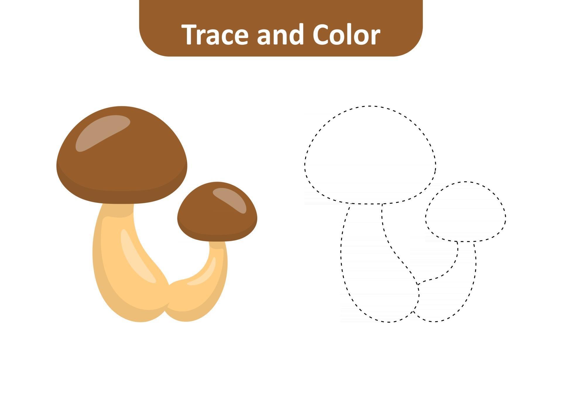 Trace and color, coloring pages for kids, mushroom vector 2758295
