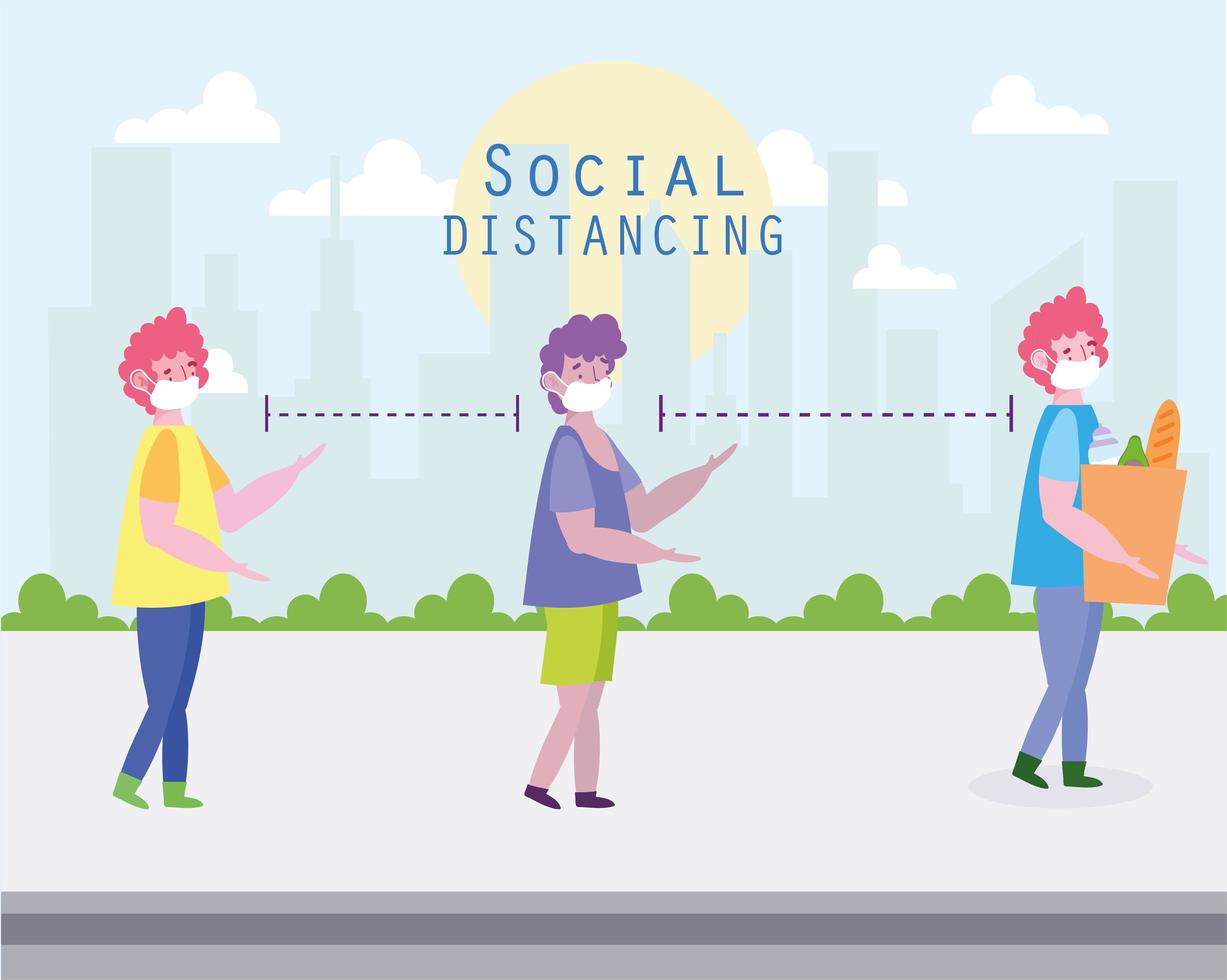 social distancing people vector