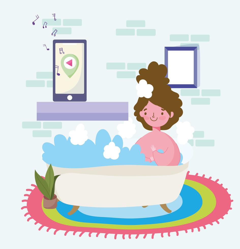 woman on bathtub vector