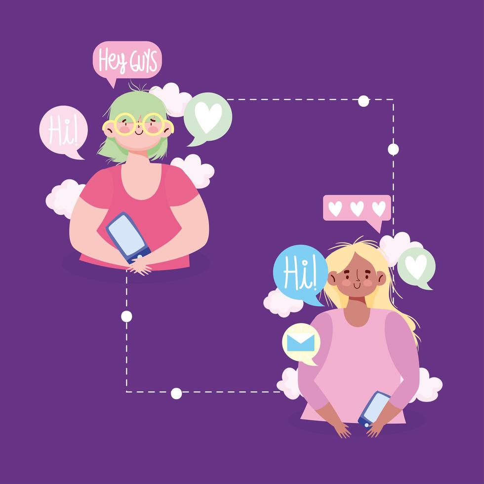girls mobile chatting vector