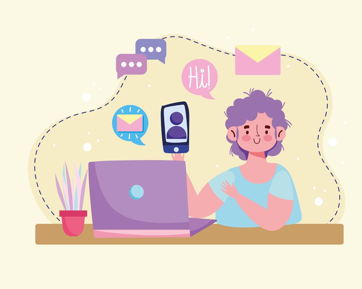 boy using mobile vector