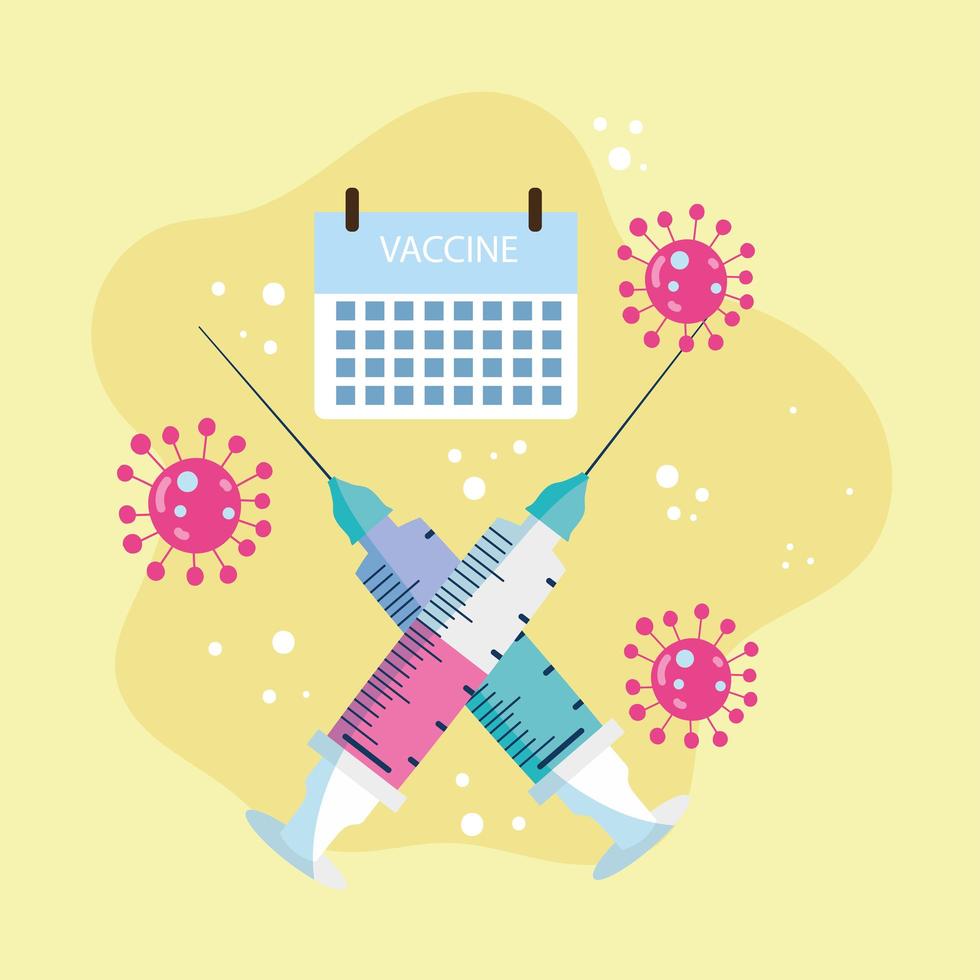 vaccination syringe calendar vector