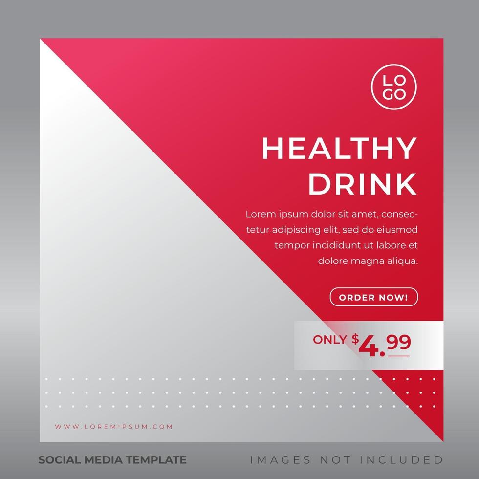 banner de bebida de jugo saludable para redes sociales vector