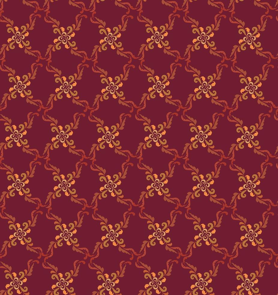 Floral seamless ornamental background Oriental ethnic flourish retro texture. Abstract geometric pattern. Asian eastern textile ornament vector