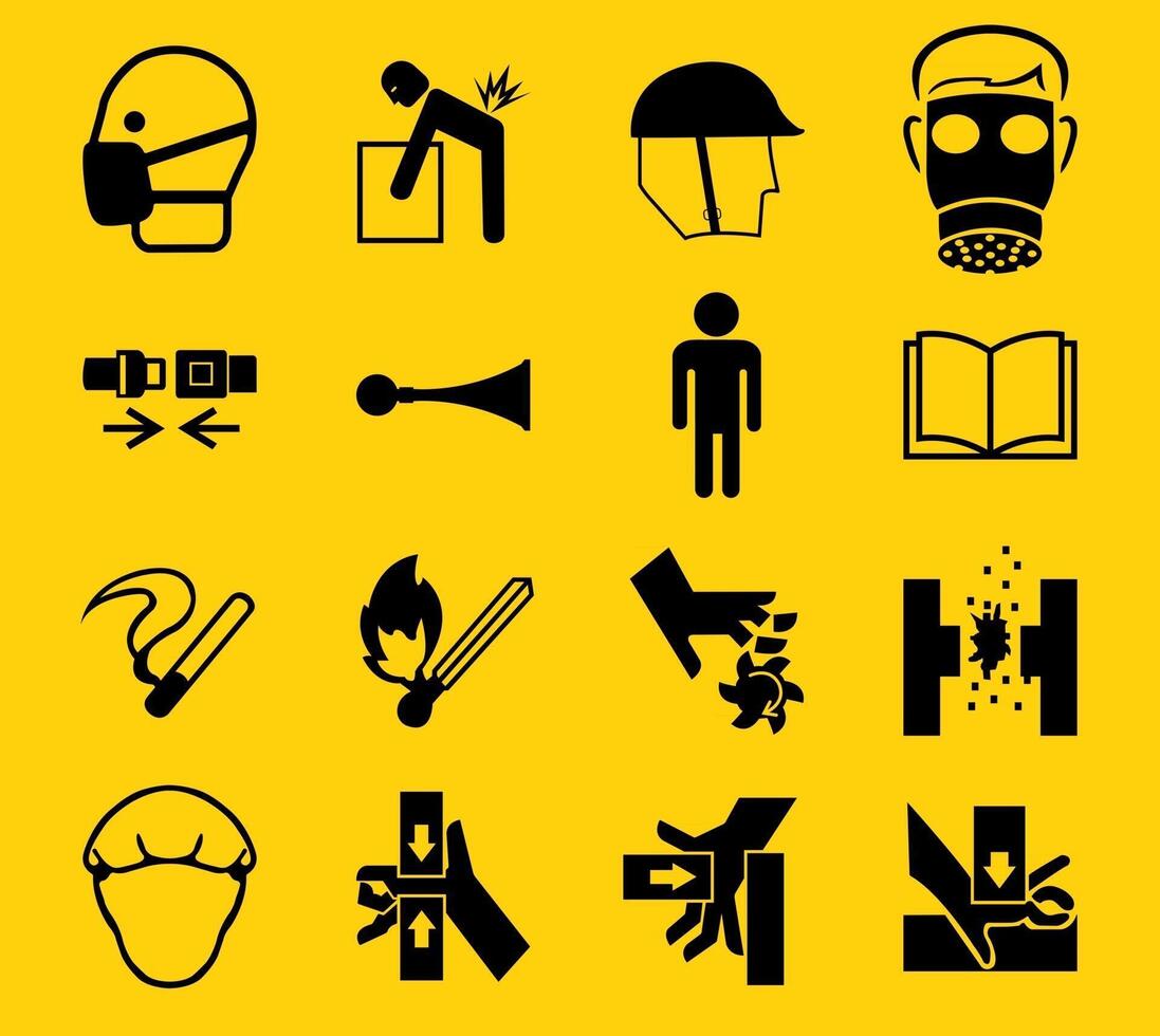 Warning signs,industrial hazards icon labels Sign Isolated on White Background,Vector Illustration vector