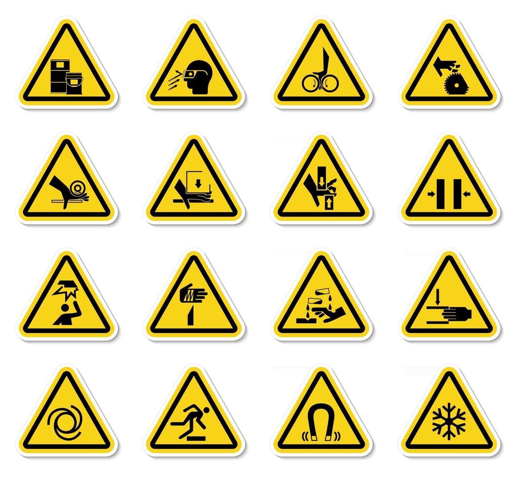 Warning Hazard Symbols labels Sign Isolate on White Background,Vector Illustration vector