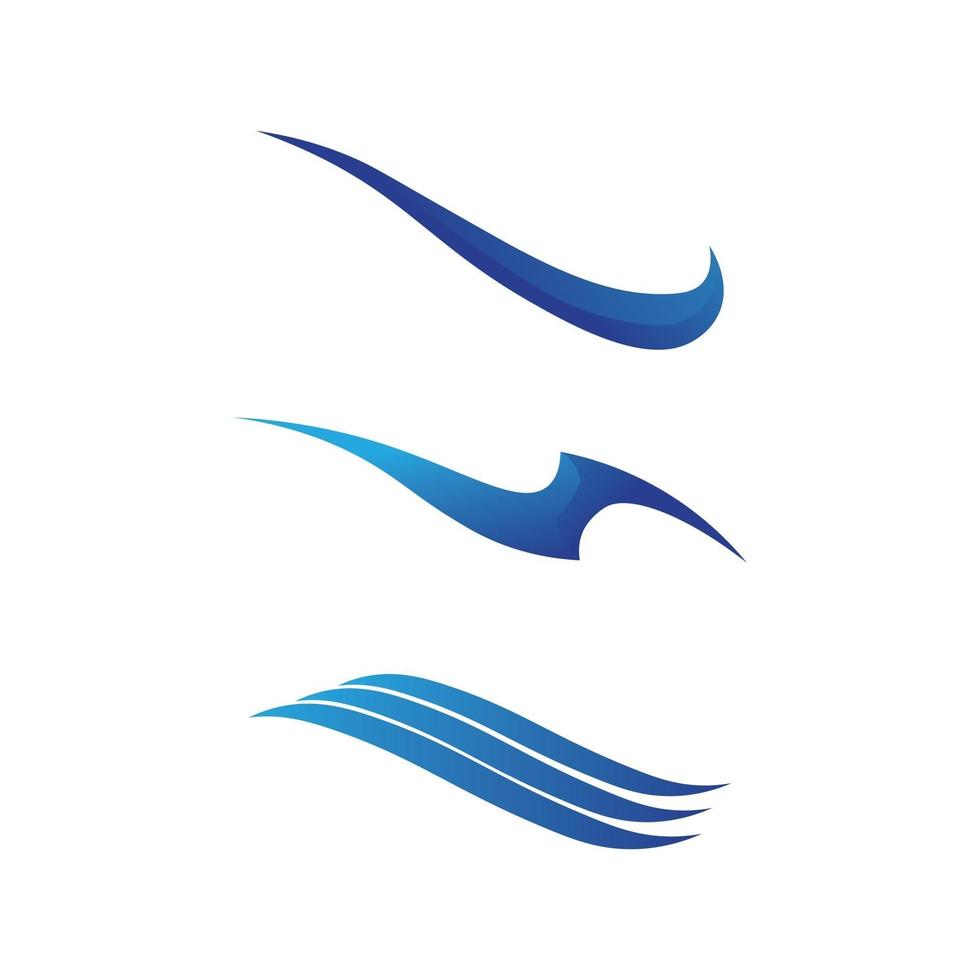 wave and Water wave icon vector set blue ocean and beach logo design
