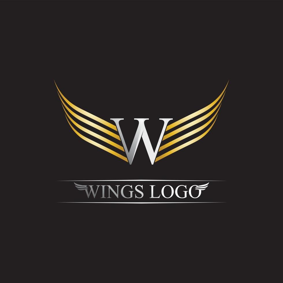 símbolo del logotipo del ala de oro negro para un diseñador profesional vector