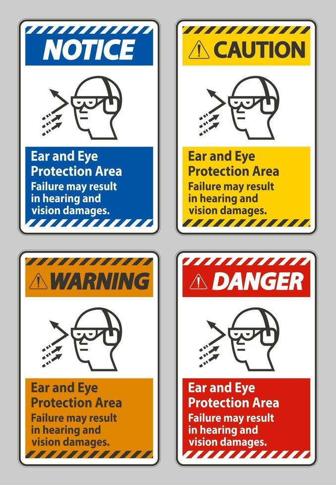 Ear And Eye Protection Area, Failure May Result In Hearing And Vision Damages vector