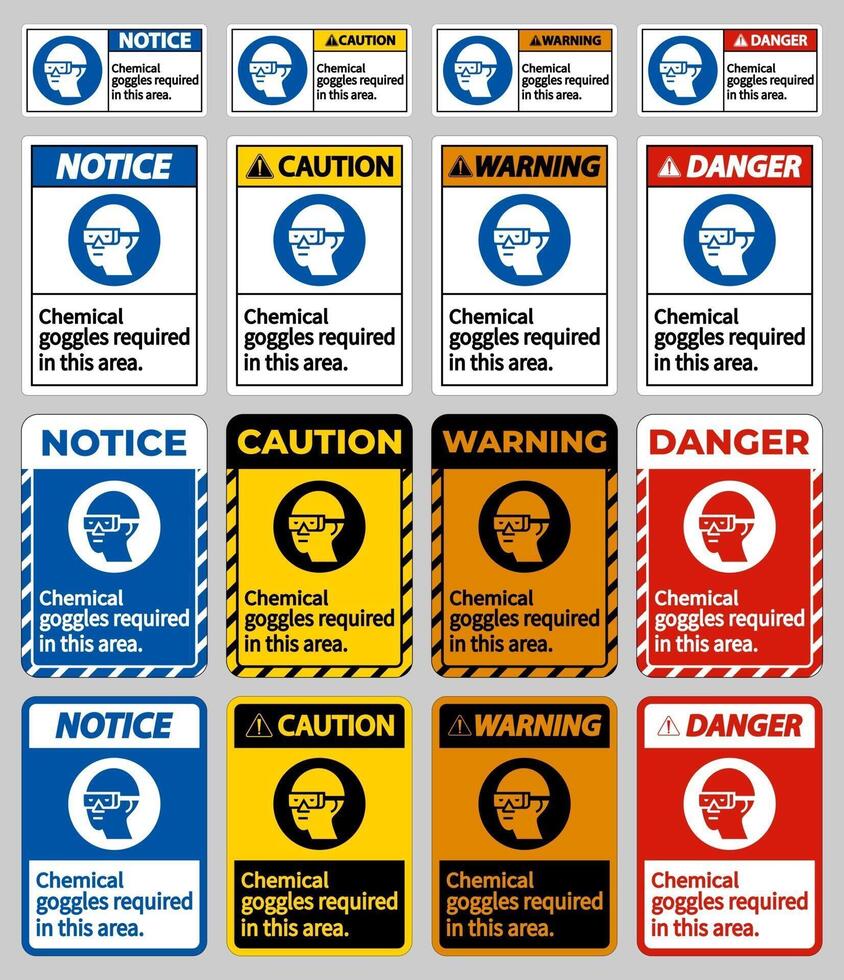 Chemical Goggles Required In This Area vector