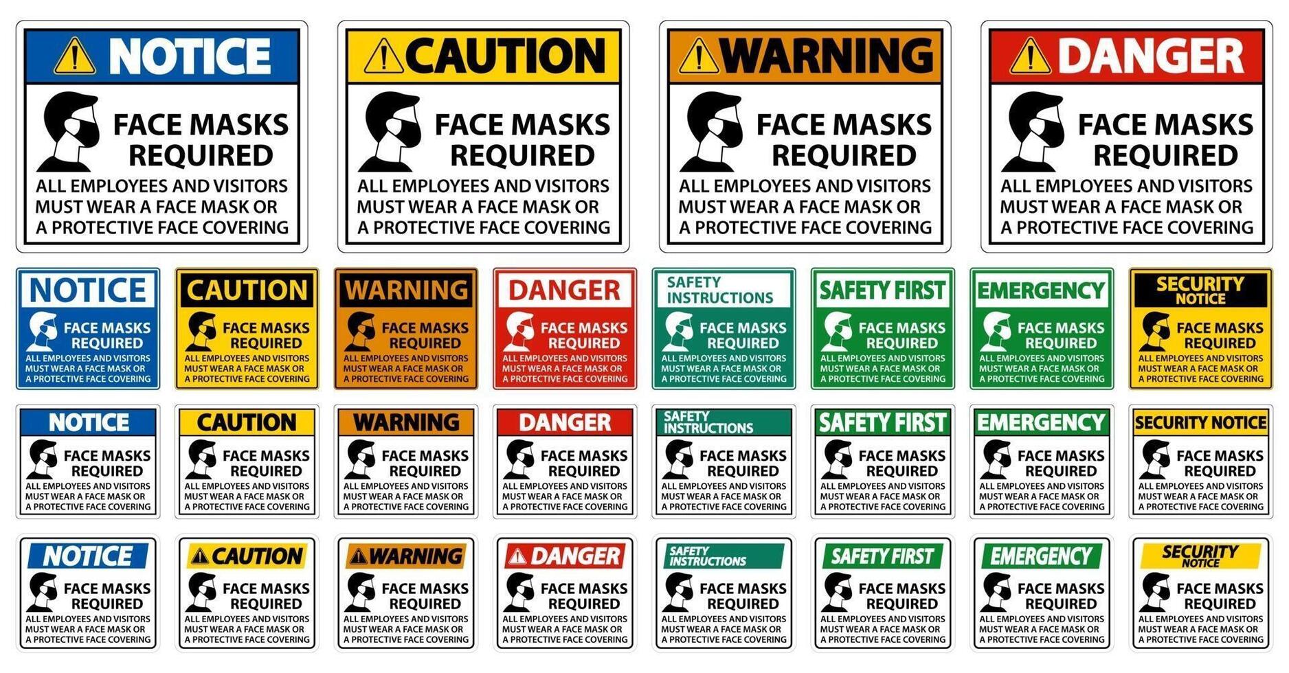 Face Masks Required Sign on white background vector
