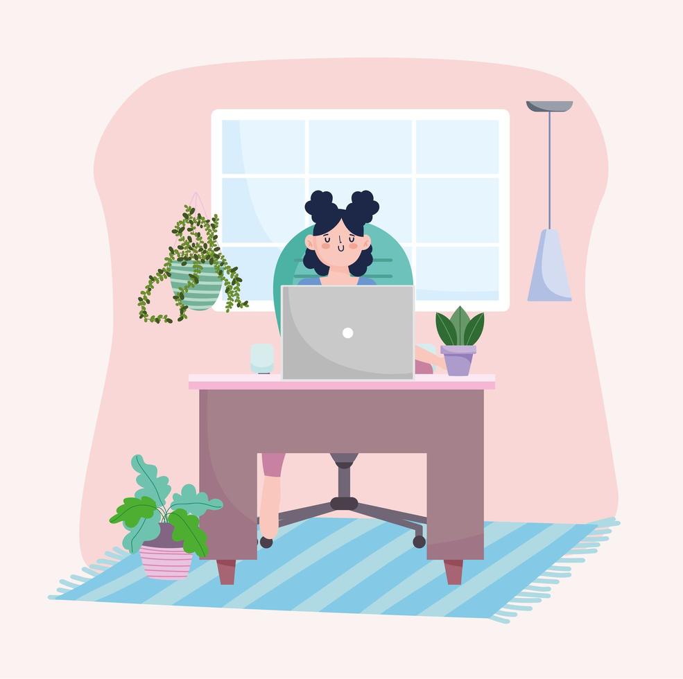 woman working computer vector