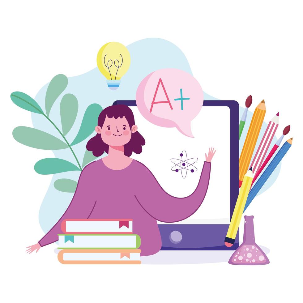student online studying vector