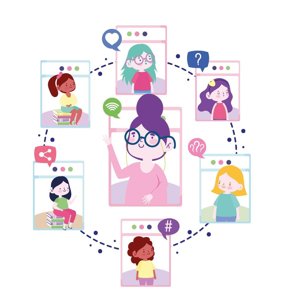 online education characters vector