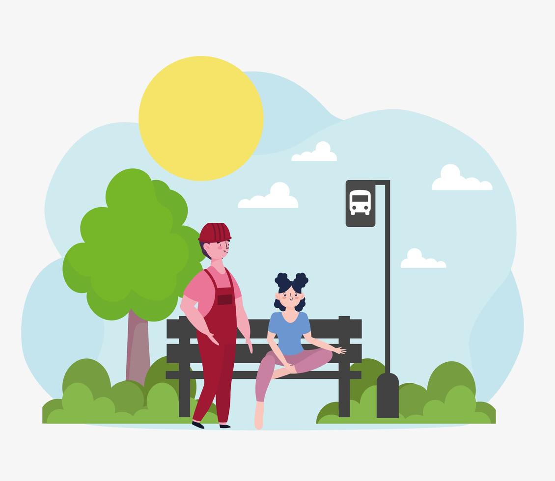 girl man street vector