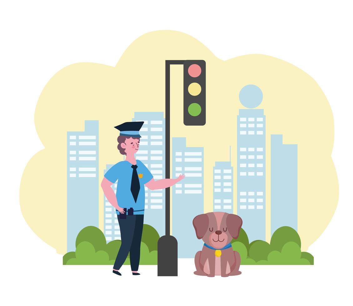 policeman city street vector
