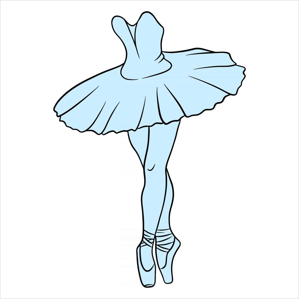 Ballet. Ballerina's legs in a tutu and pointe. Line art. vector