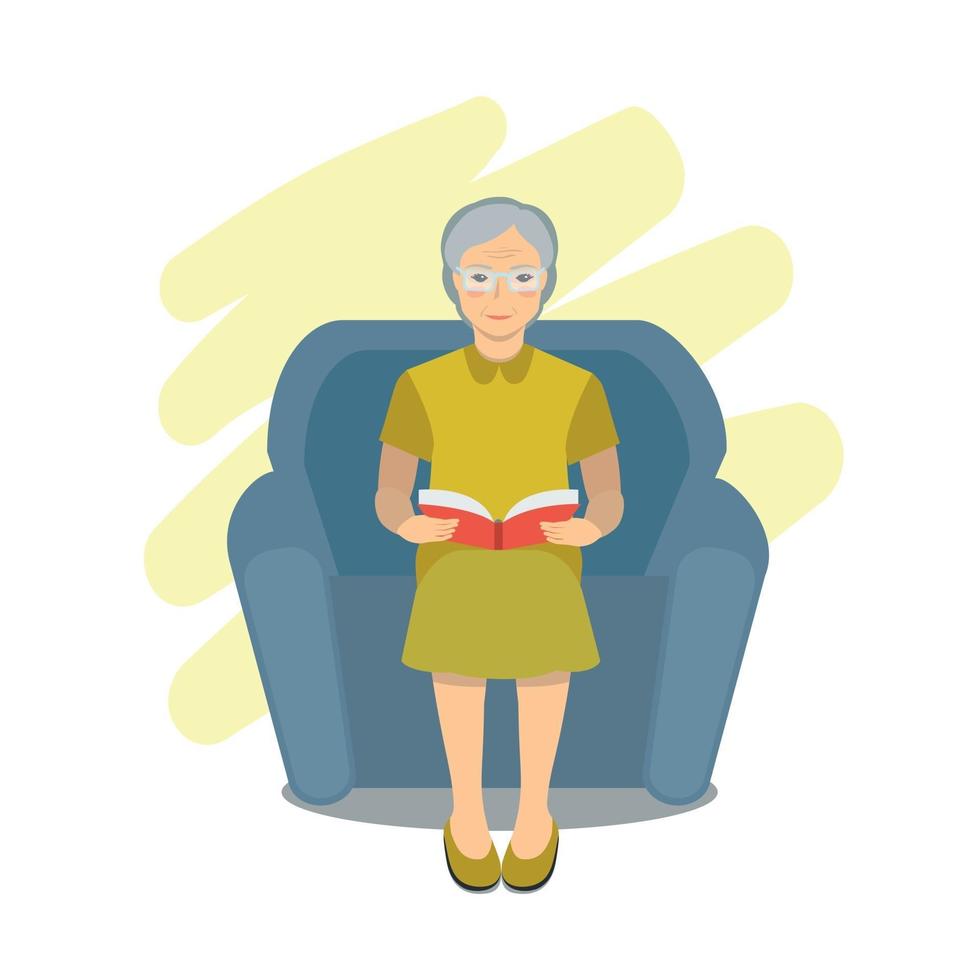 Vector illustration Featuring an Elderly Woman Sitting on a Chair