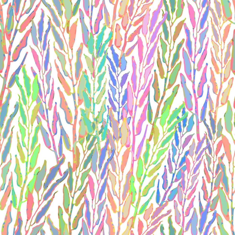 Vector seamless background with colorful watercolor illustration of foliage and plants. Can be used for wallpaper, pattern fills, web page, surface textures, textile print, wrapping paper