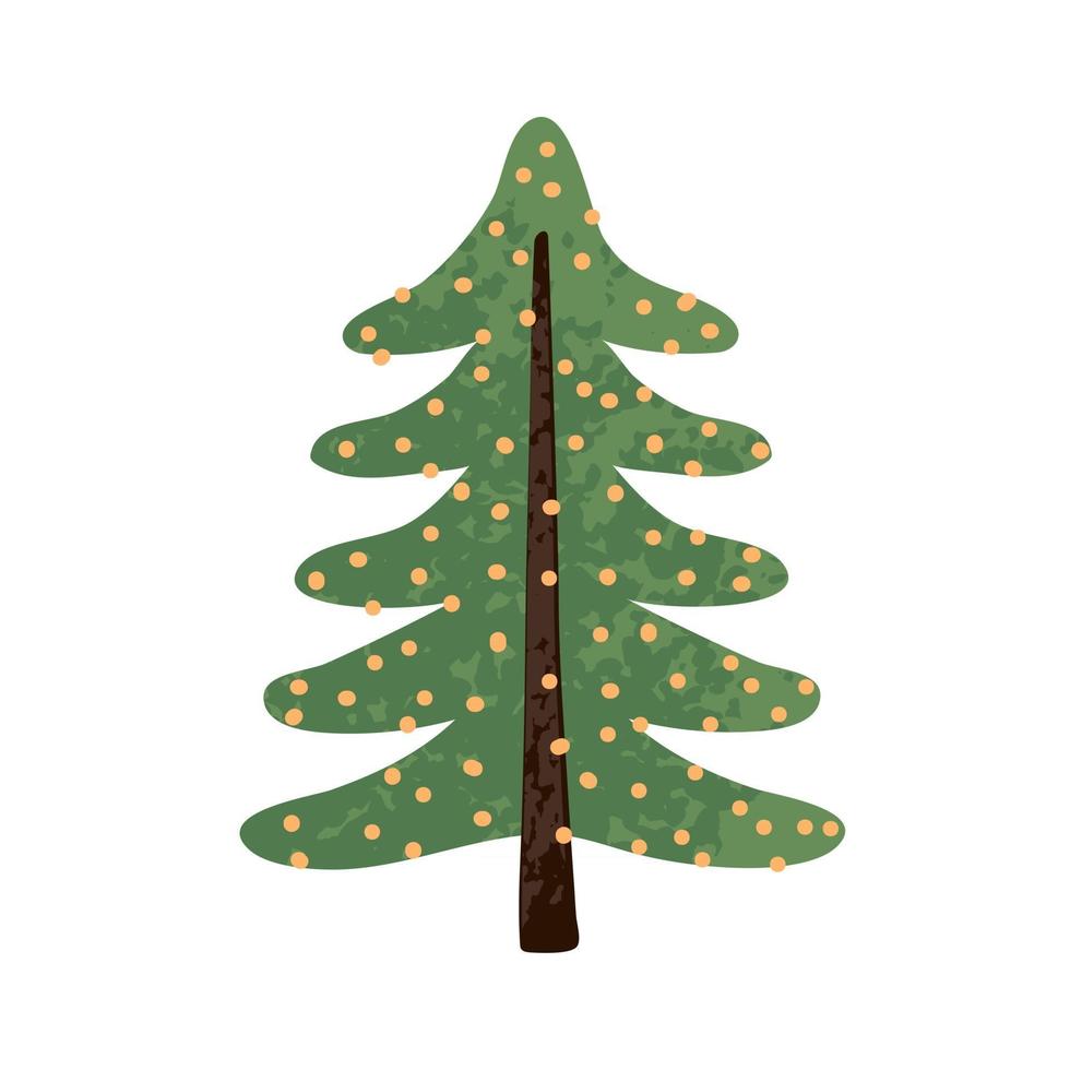 Vector ilustración colorida del árbol de Navidad aislado sobre fondo blanco.