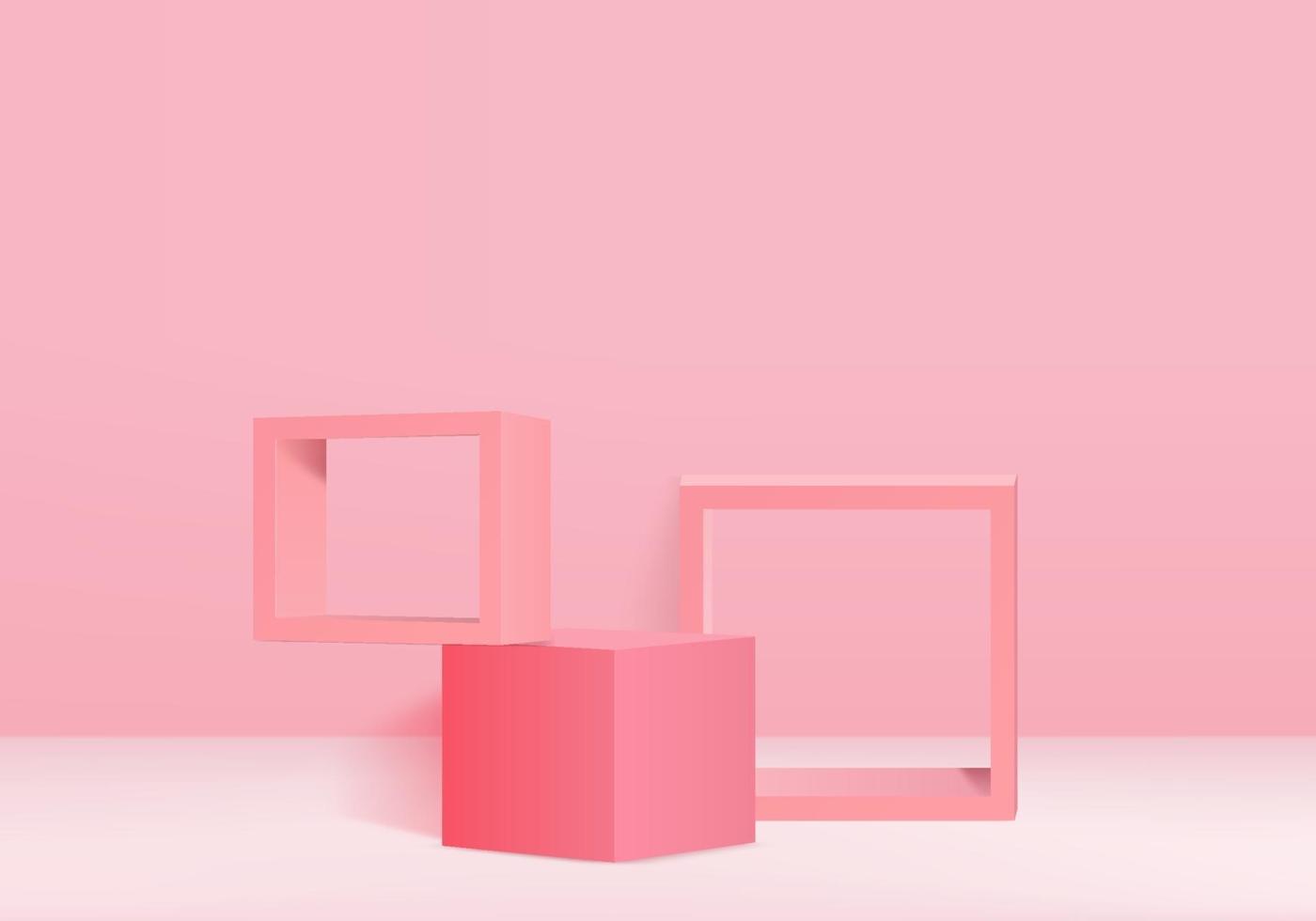 3d background products display podium scene with geometric platform. background vector 3d rendering with podium. stand to show cosmetic products. Stage showcase on pedestal display pink studio