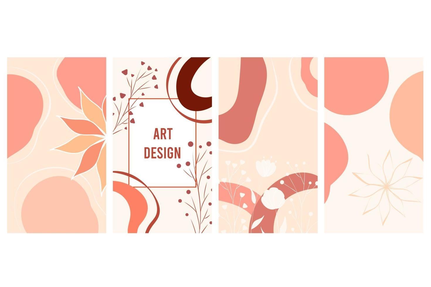 Elegant abstract background Social media banner template Botanical vector set Floral drawing with abstract shape