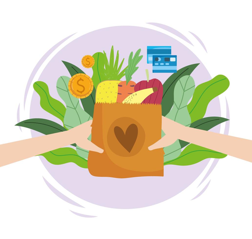 grocery online money vector