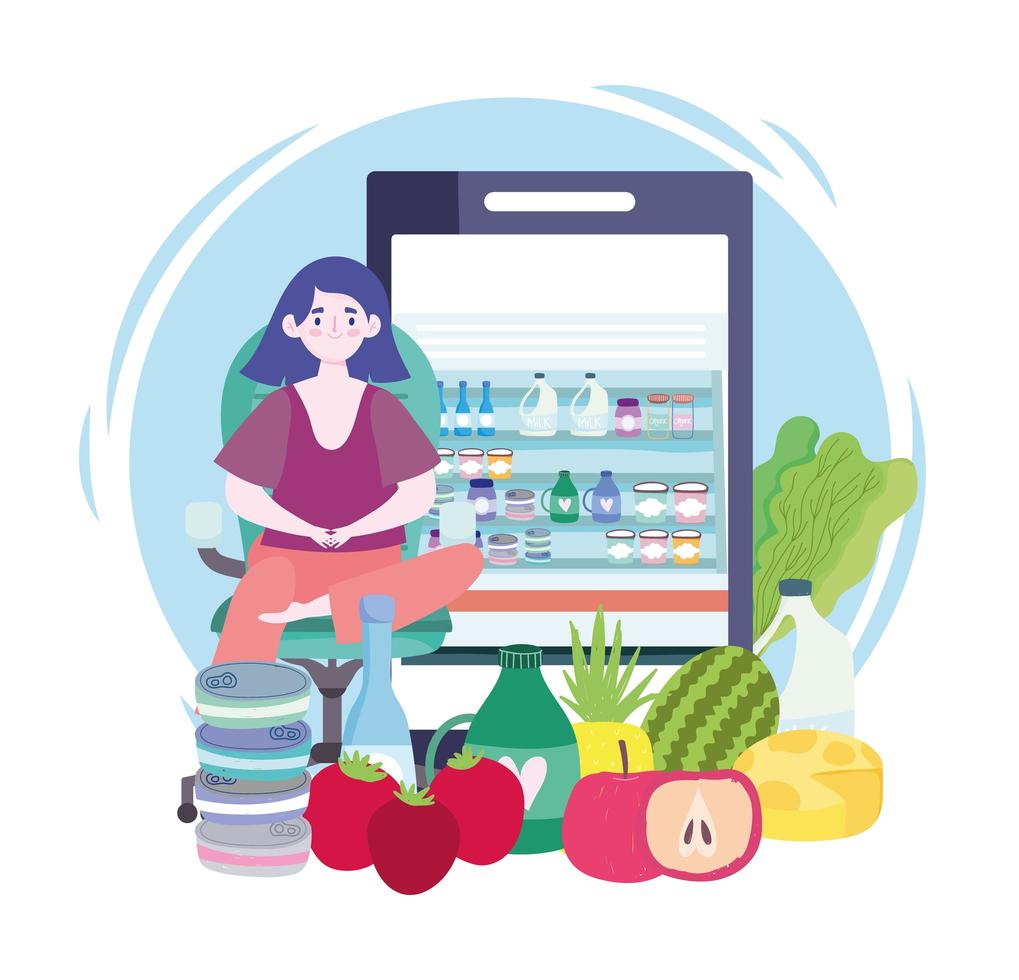 grocery online smartphone vector