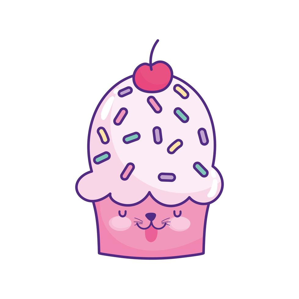 lindo cupcake con frutas vector