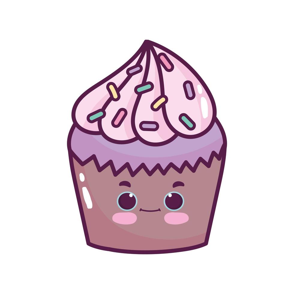 lindo cupcake dulce vector