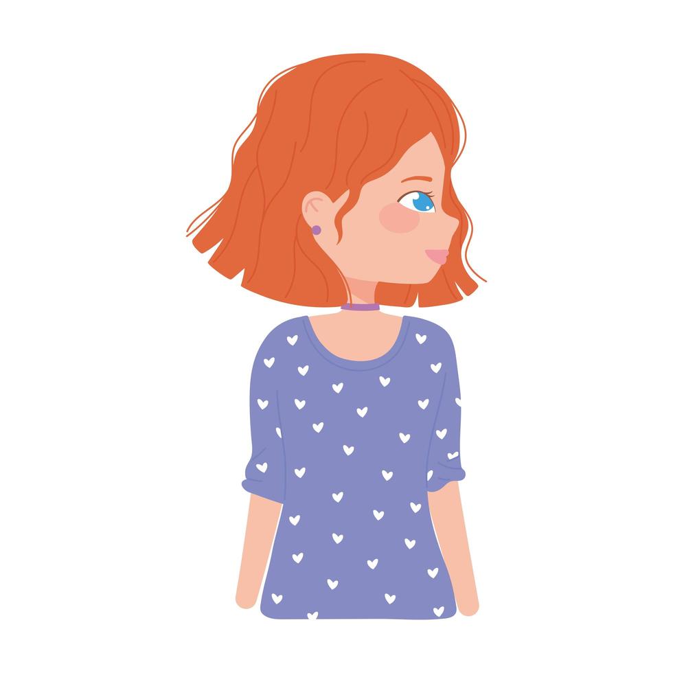 cute woman cartoon profile character vector