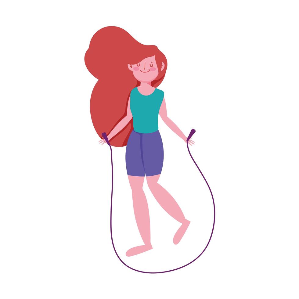 woman skipping rope vector