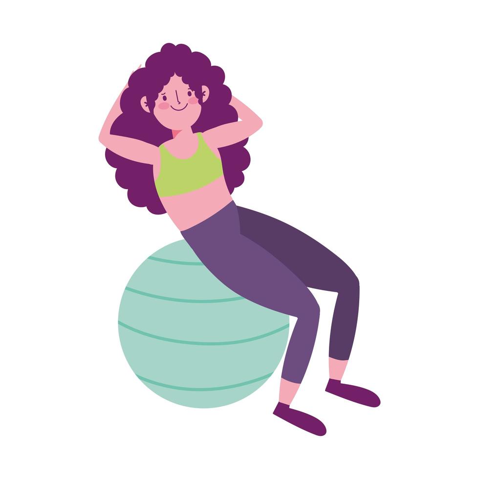 girl exercises with ball vector