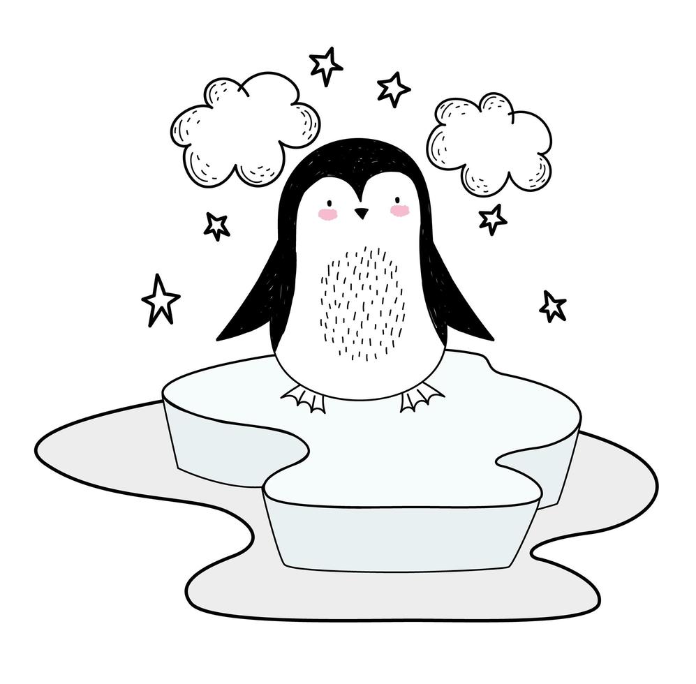 pingüino sobre hielo vector