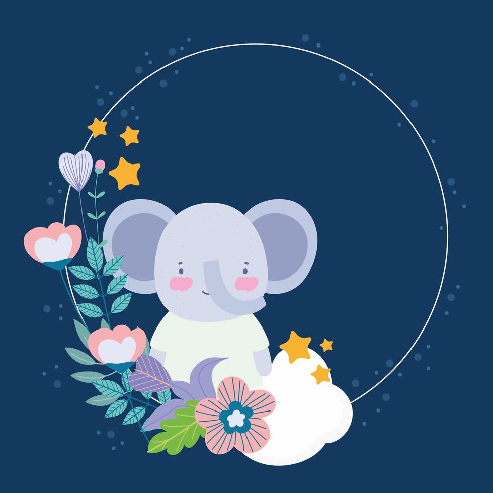 cute elephant floral vector